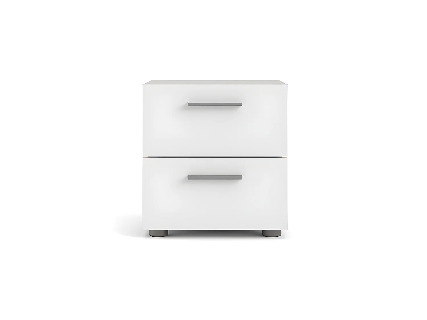 Petra Table de chevet à 2 tiroirs, imitation chêne, blanc brillant.