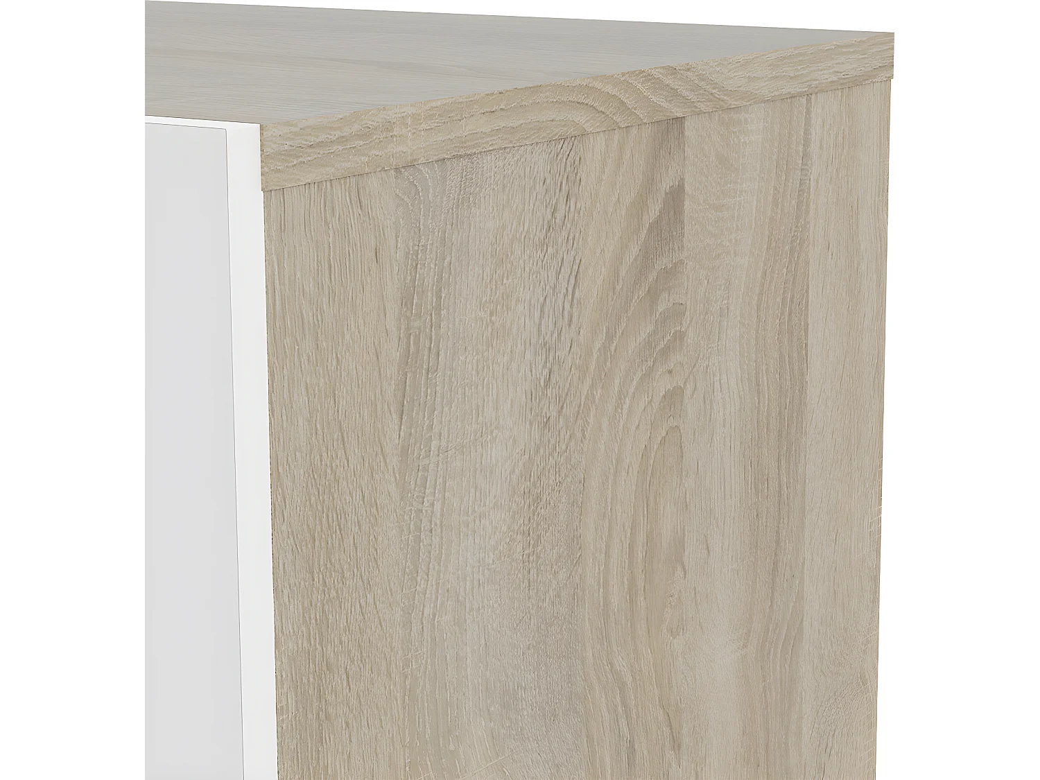 Petra Table de chevet à 2 tiroirs, imitation chêne, blanc brillant.