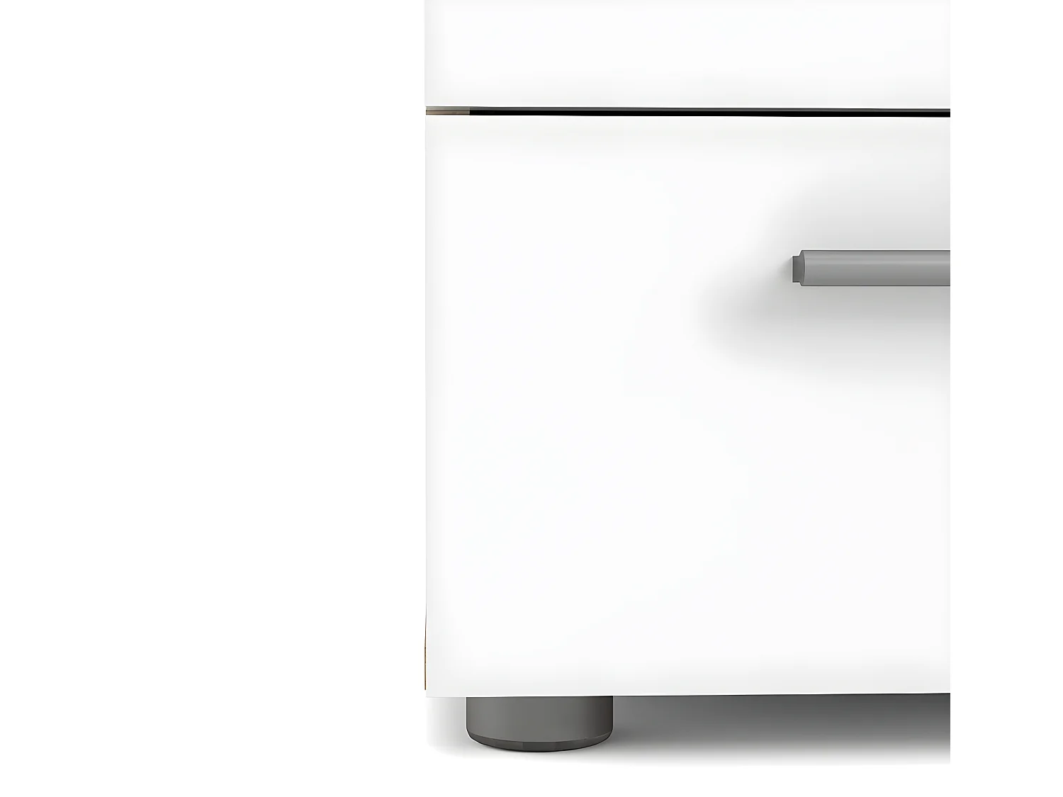 Mesita de noche Petra con 2 cajones decoración roble/blanco alto brillo.