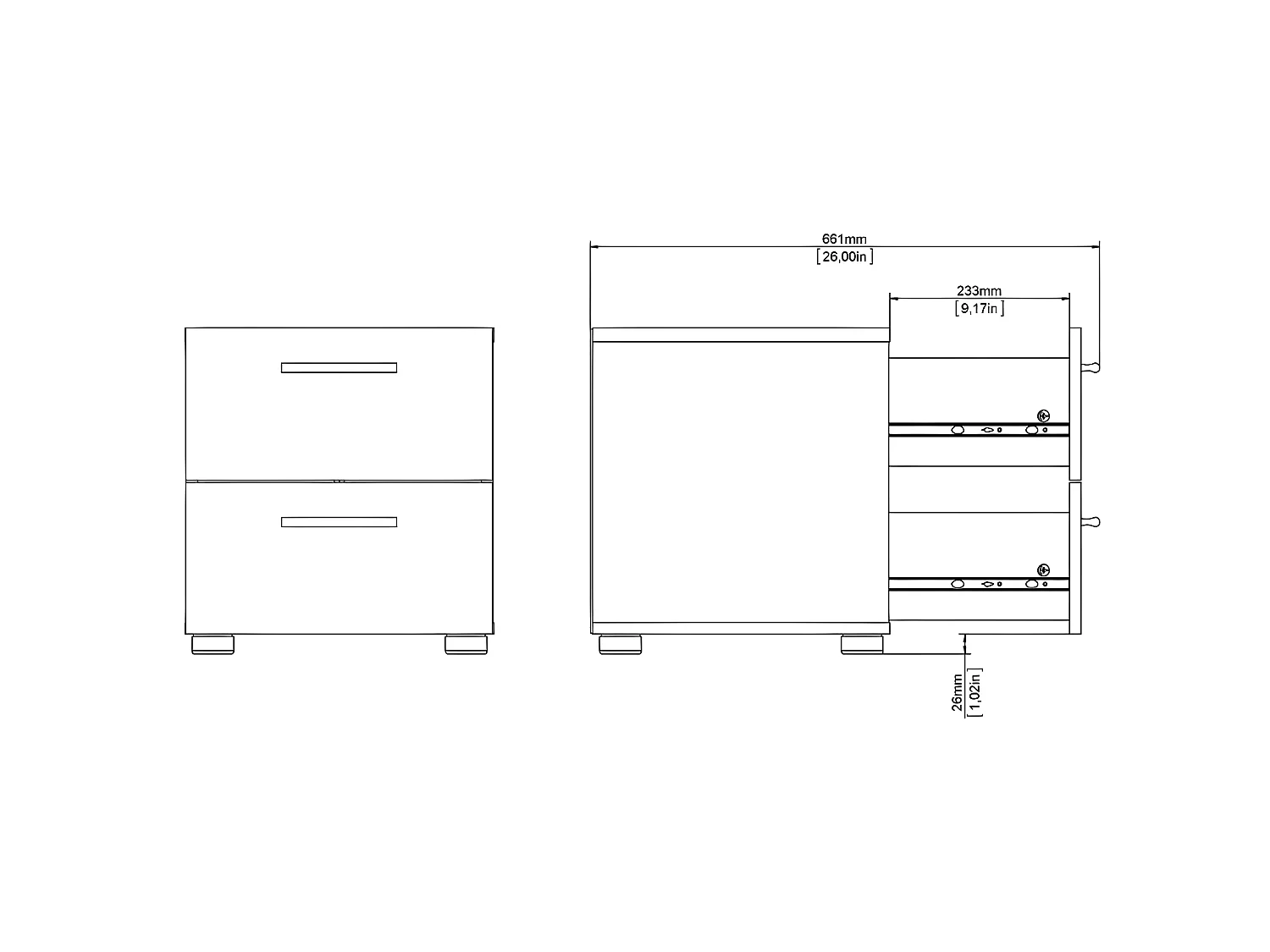 Petra Table de chevet à 2 tiroirs, coloris chêne truffe.
