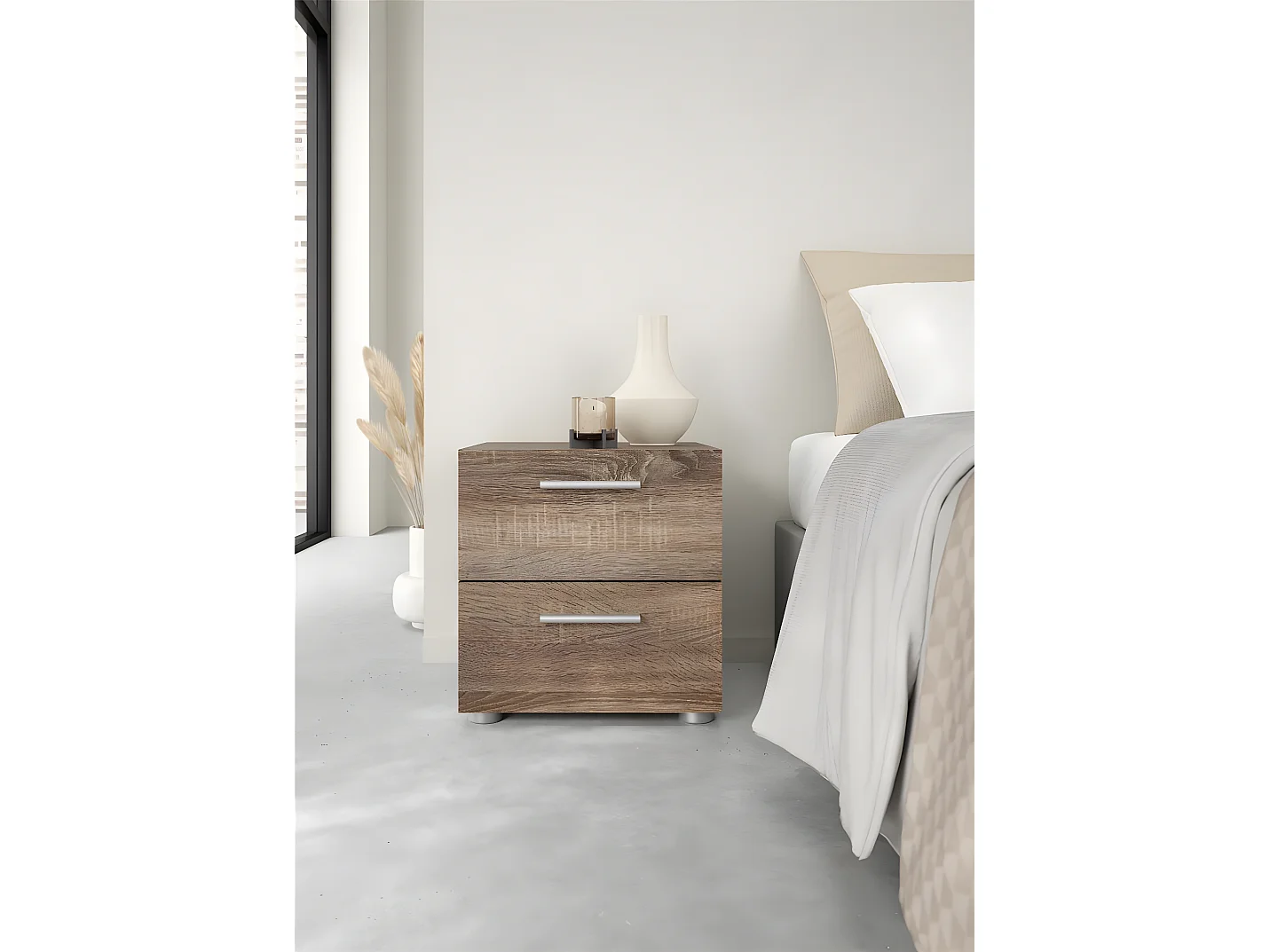 Petra Nachttisch 2 Schubladen trüffelfarben.