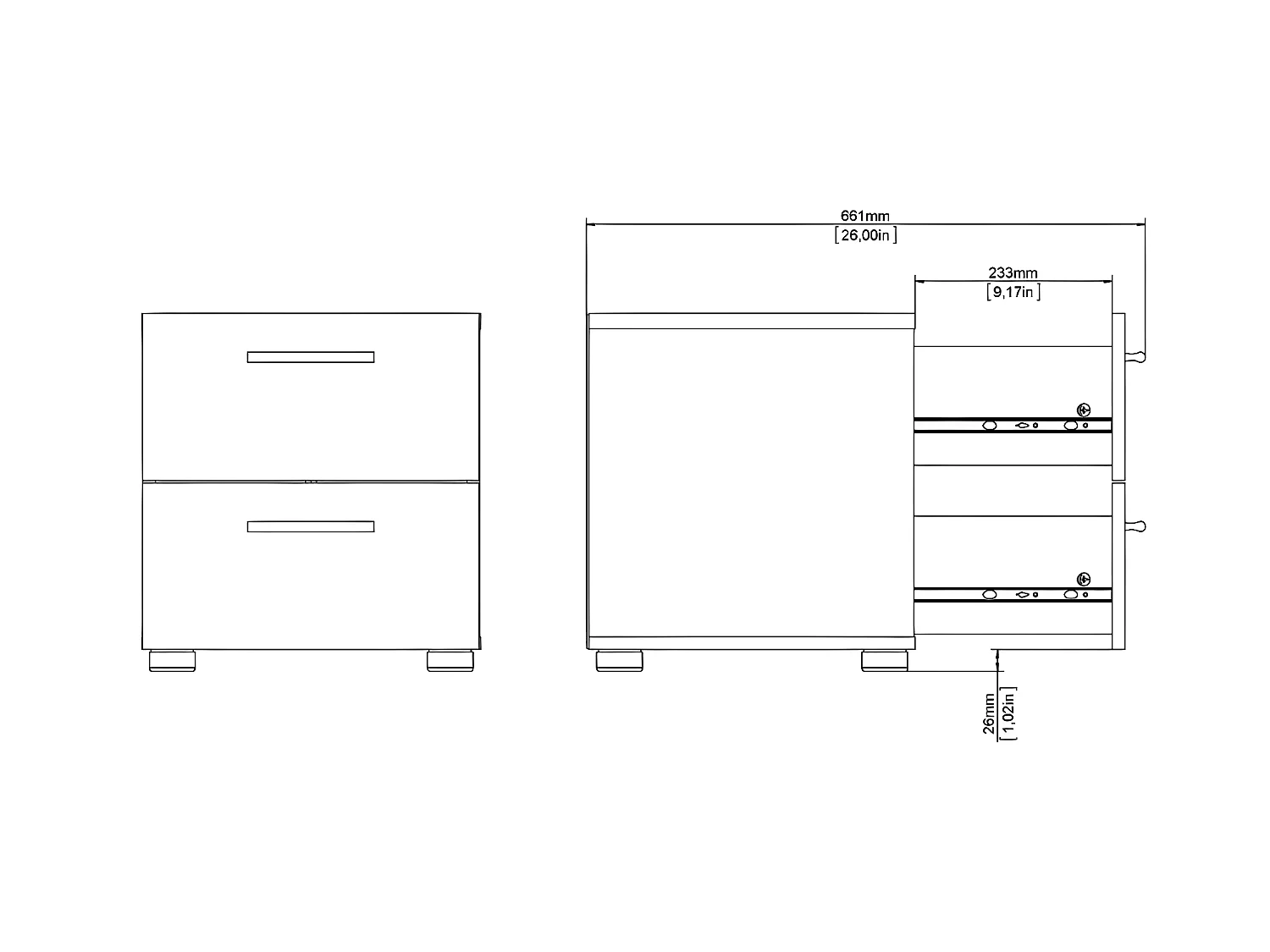 Petra Nachttisch 2 Schubladen trüffelfarben.