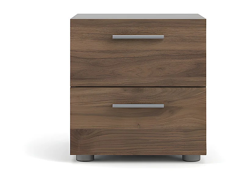 Comodino Petra con 2 cassetti decorati in noce.