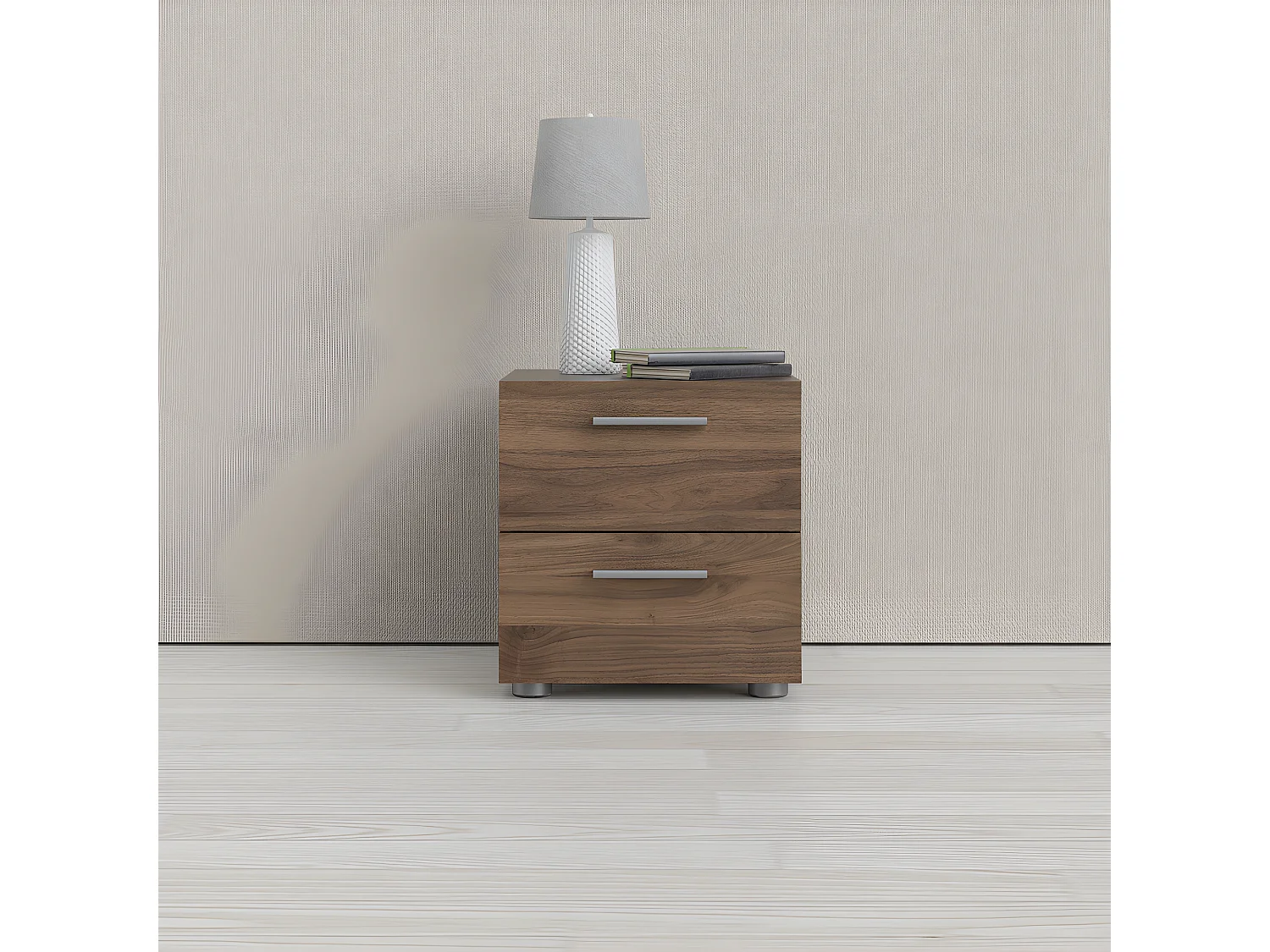Petra Nachttisch mit 2 Schubladen, walnuss dekor.