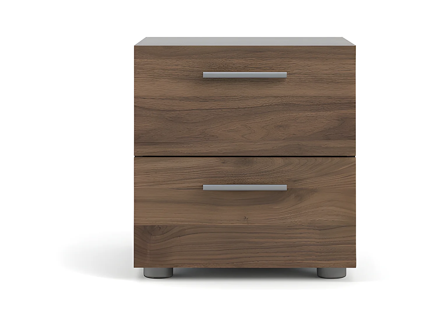 Comodino Petra con 2 cassetti decorati in noce.