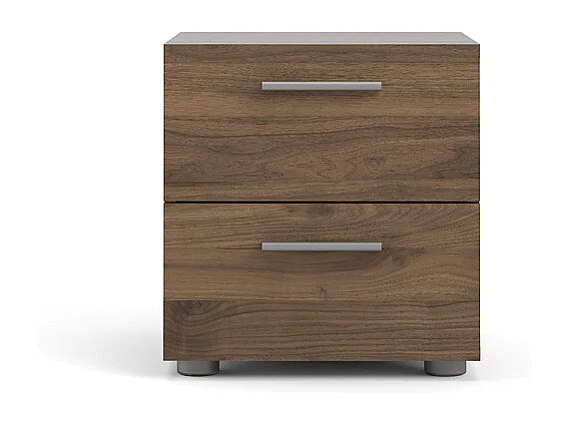 Comodino Petra con 2 cassetti decorati in noce.