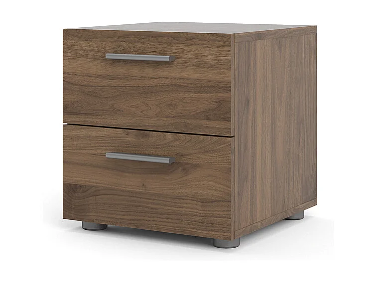 Comodino Petra con 2 cassetti decorati in noce.