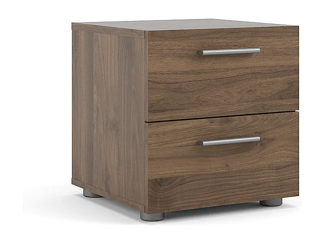 Comodino Petra con 2 cassetti decorati in noce.