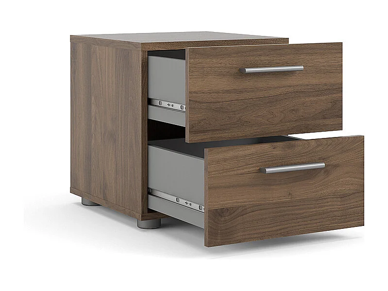 Comodino Petra con 2 cassetti decorati in noce.