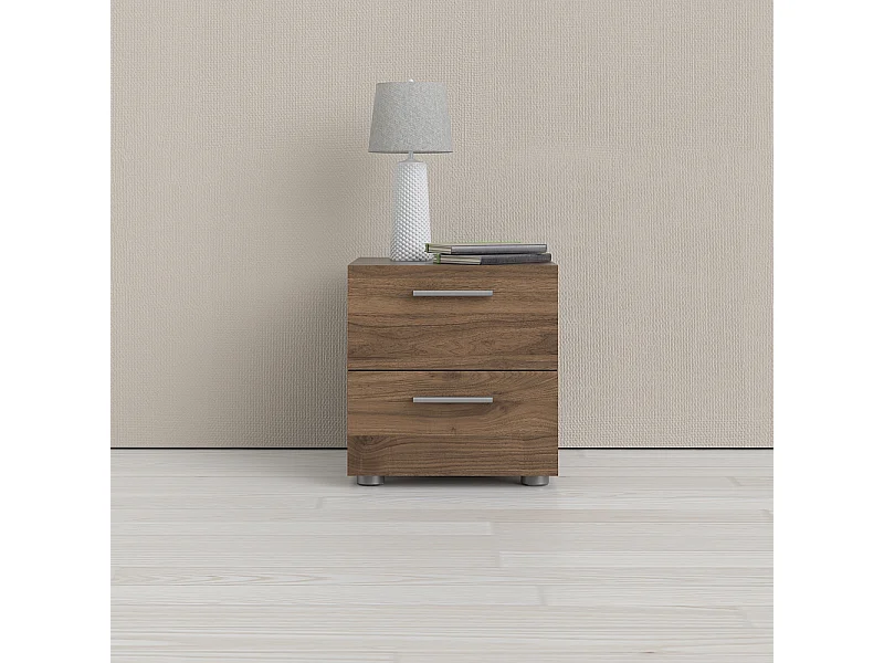 Petra Nachttisch mit 2 Schubladen, walnuss dekor.