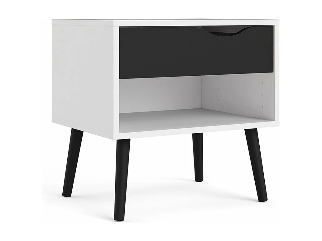 Napoli nachtkastje zwart/wit.