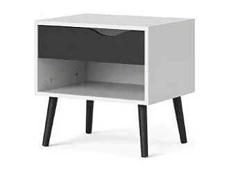 Napoli nachtkastje zwart/wit.