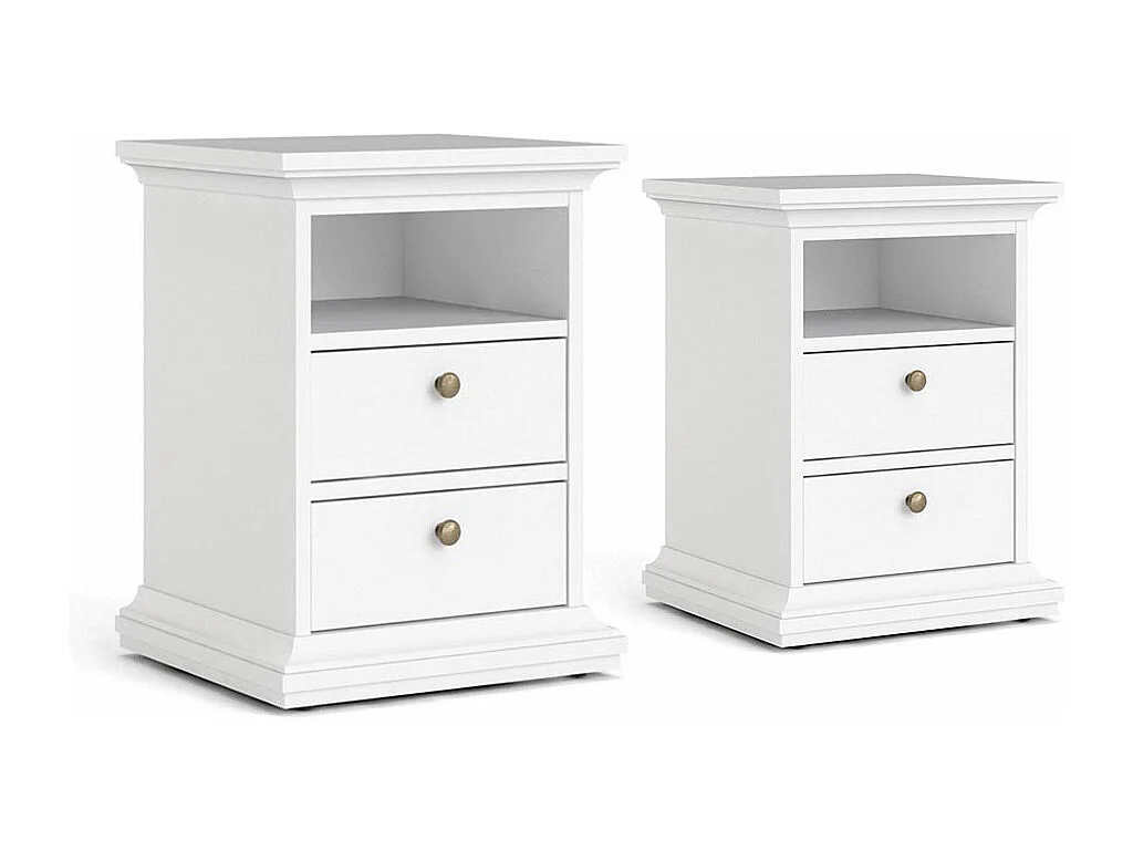 Venedig Nachttisch 2 Stück Breite 43 cm, Höhe 58 cm weiss.