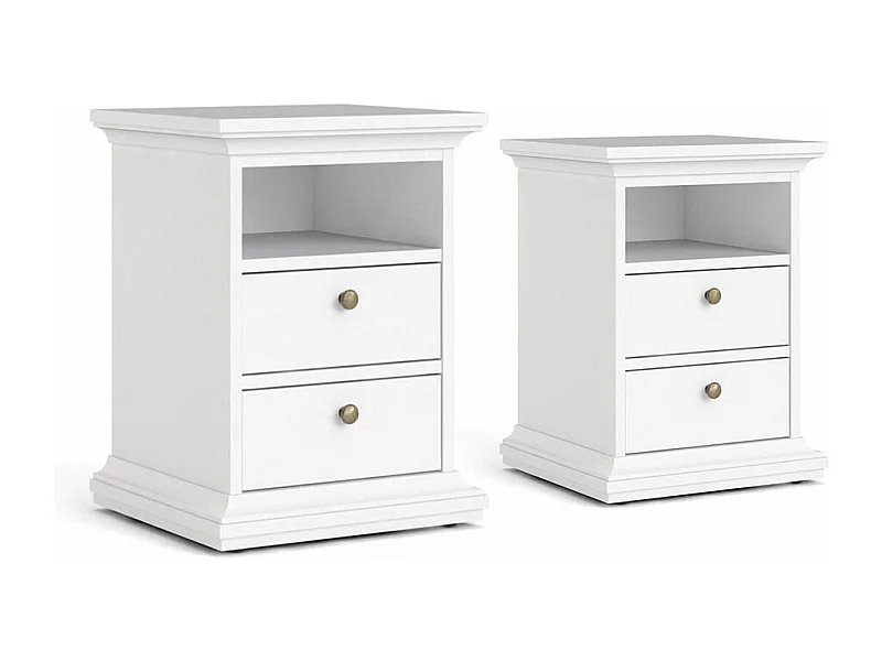 Venedig Tables de chevet, 2 pièces largeur 43 cm, hauteur 58 cm, blanc.