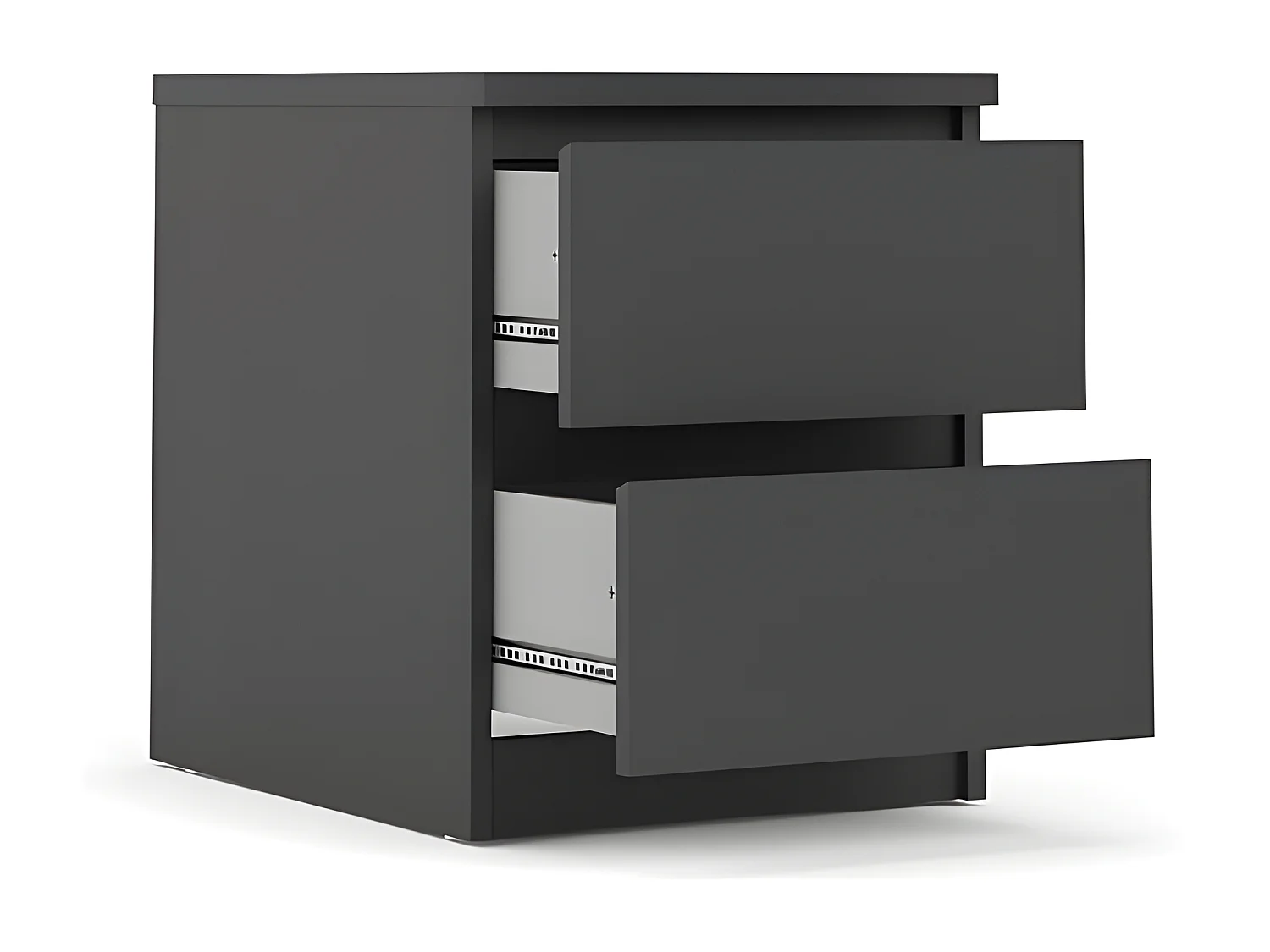 Nada Nachttisch 2 Schubladen mattschwarz.