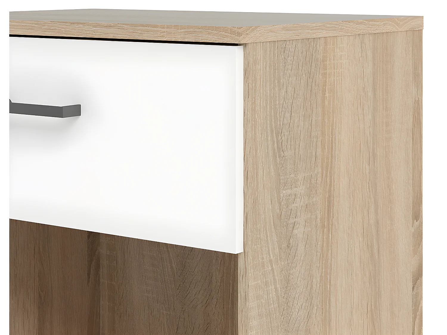 Spell Table de chevet à 1 tiroir, 1 espace de rangement, imitation chêne, blanc.