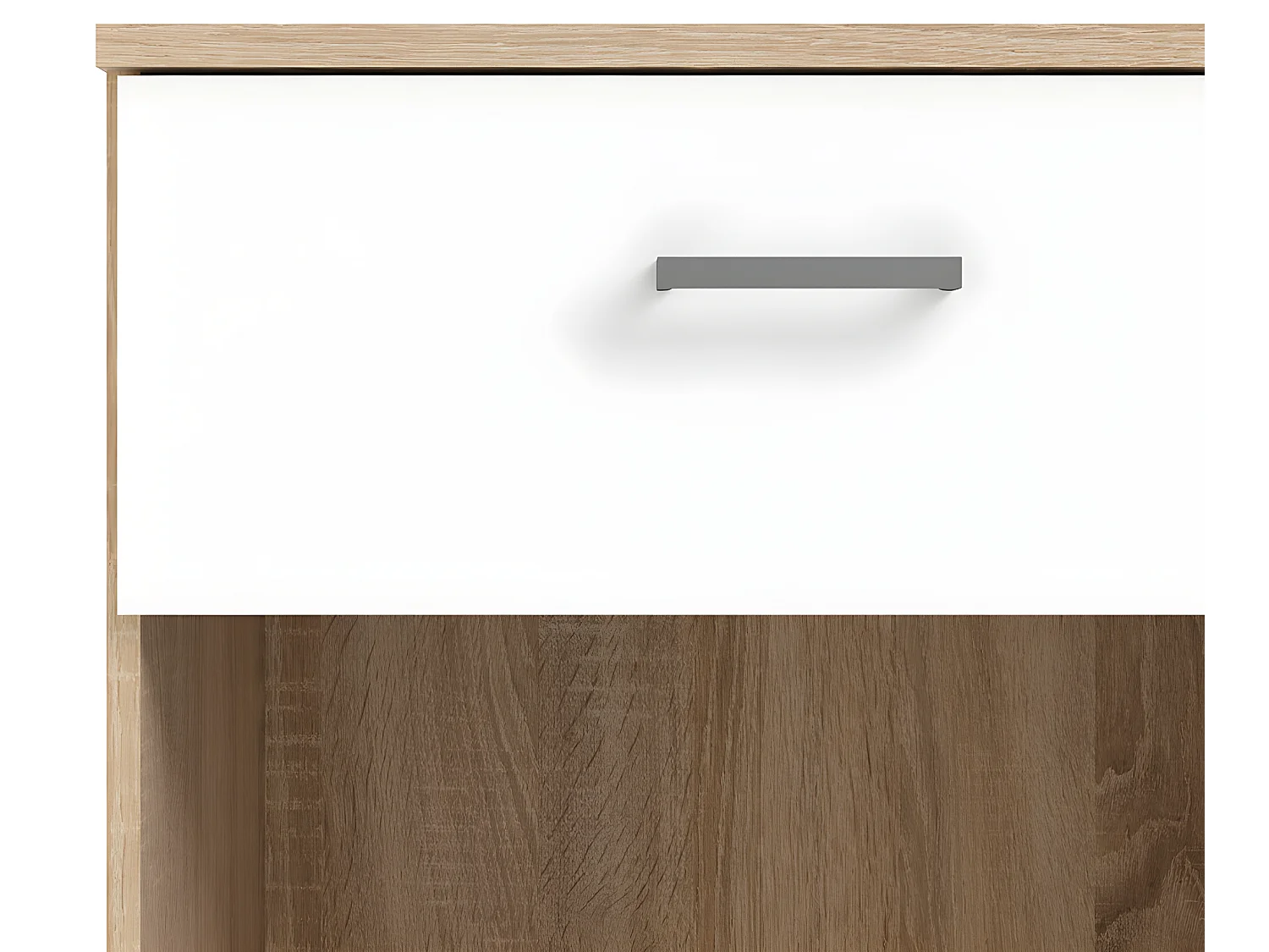 Spell Table de chevet à 1 tiroir, 1 espace de rangement, imitation chêne, blanc.