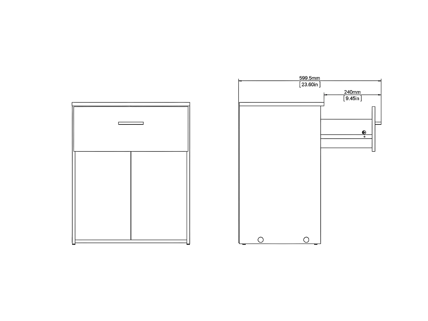 Spell Table de chevet à 1 tiroir, 1 espace de rangement, imitation chêne, blanc.
