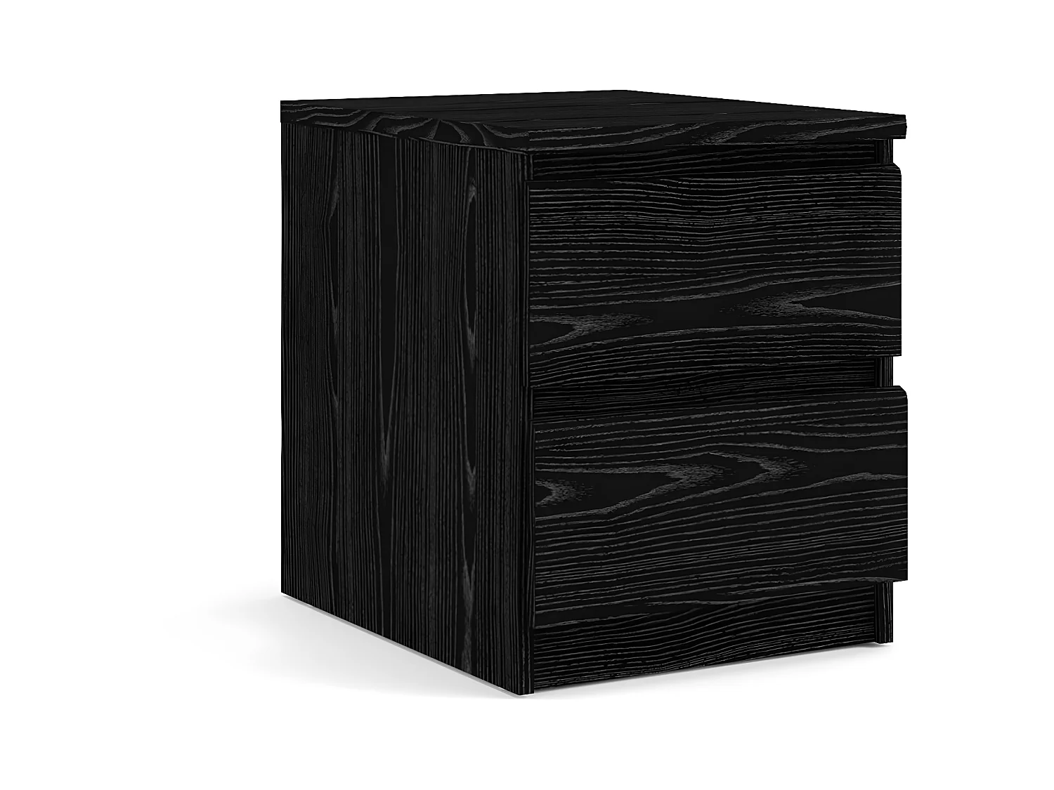 Nada Table de chevet à 2 tiroirs, en frêne, noir.