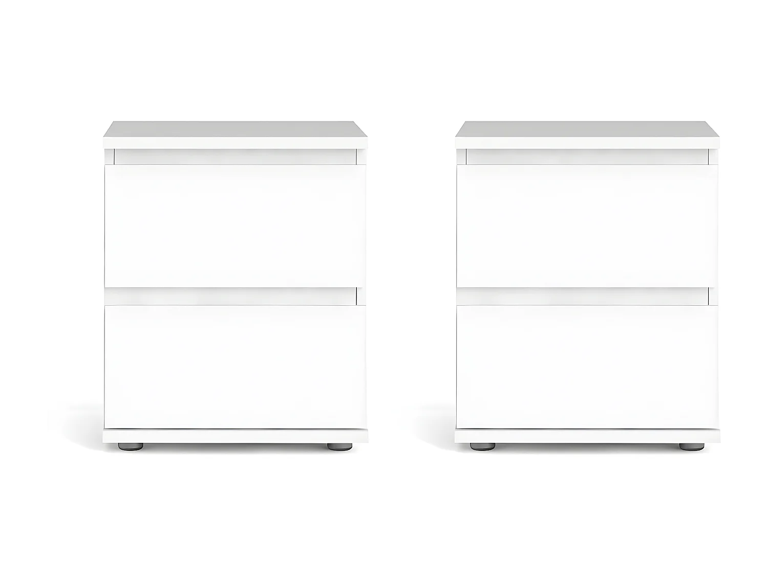 Nachtkastjes Mia wit met 2 lades, set van 2 stuks.