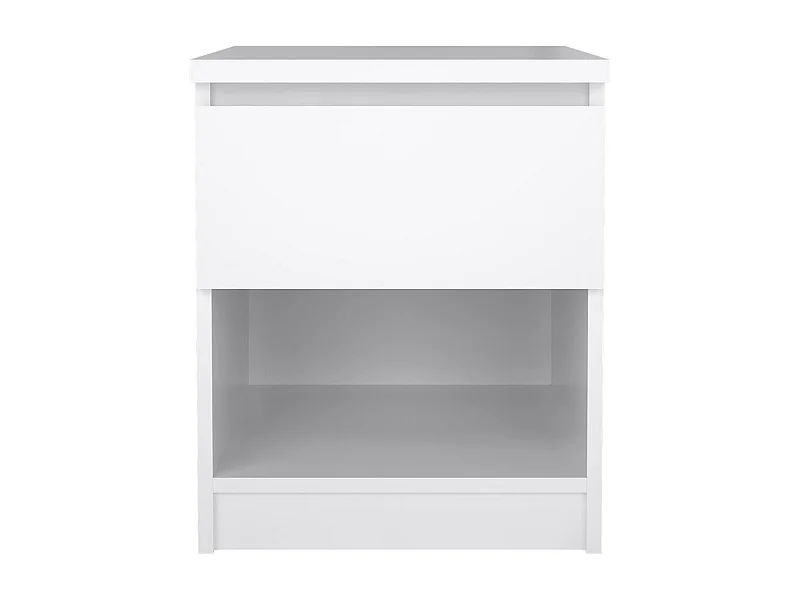 Mesita de noche Nada 1 cajón y 1 estante blanco alto brillo.