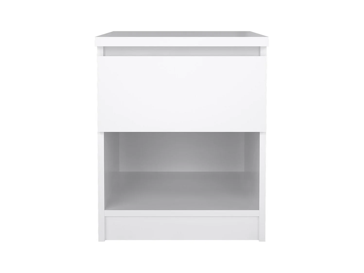 Nada Table de chevet à 1 tiroir et 1 espace de rangement ouvert, blanc brillant.