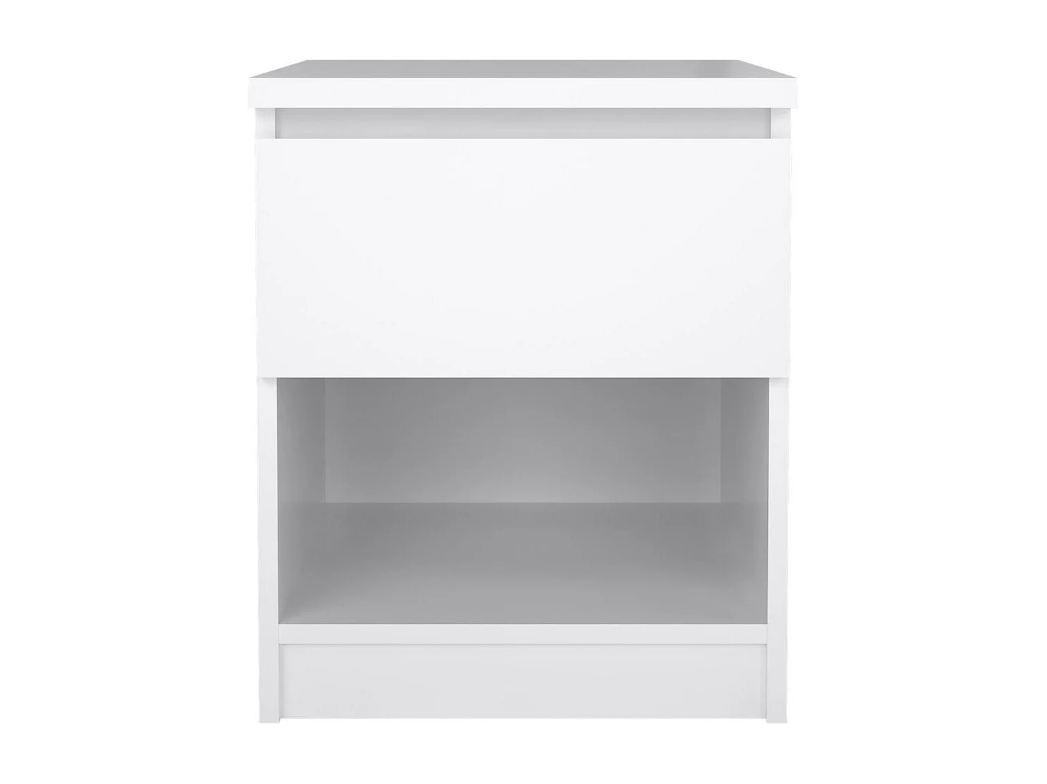 Mesita de noche Nada 1 cajón y 1 estante blanco alto brillo.