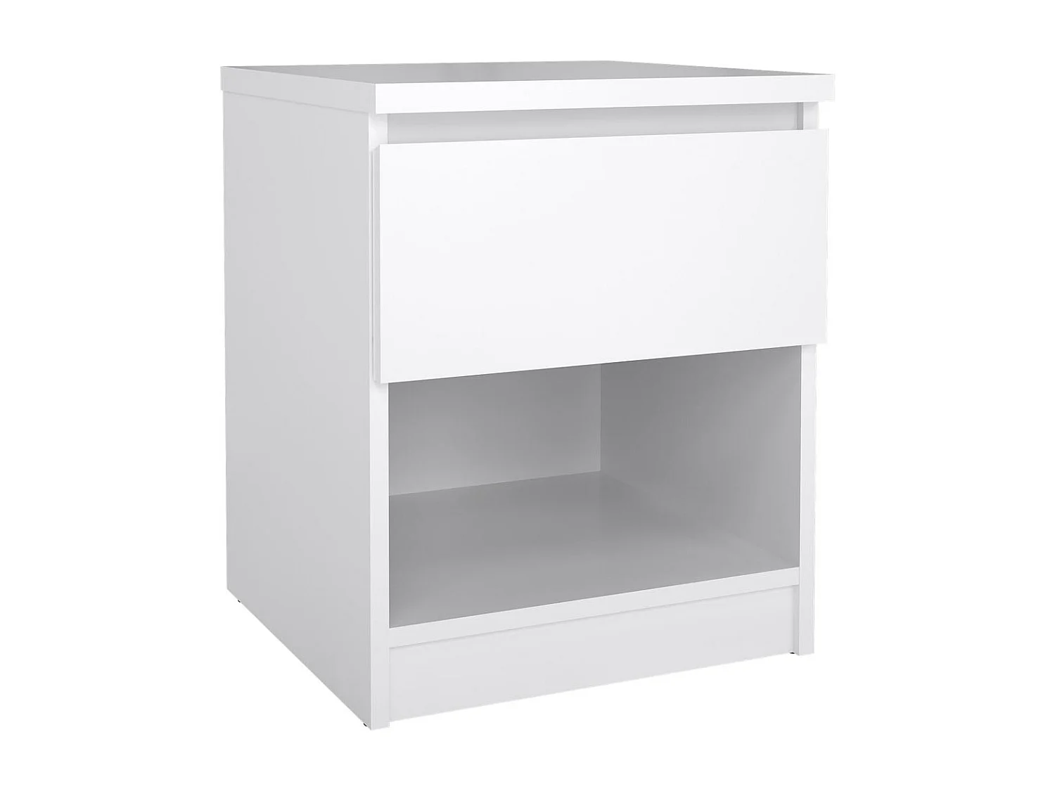 Mesita de noche Nada 1 cajón y 1 estante blanco alto brillo.