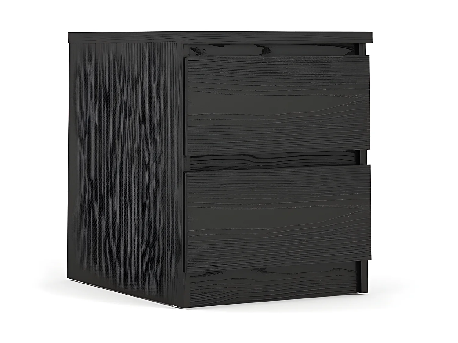 Nada Table de chevet à 2 tiroirs, en frêne, noir.