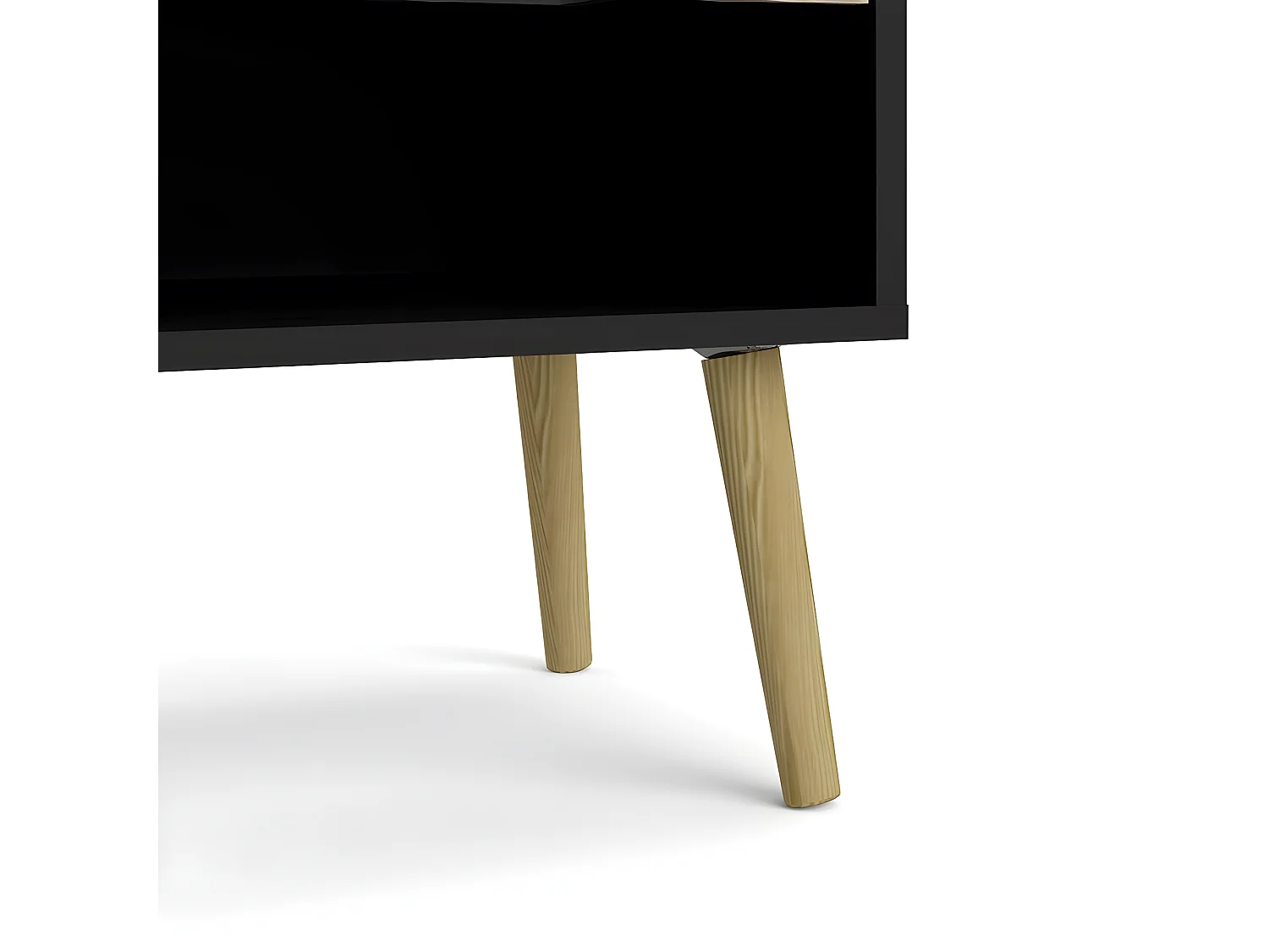 Napoli Table de chevet à 1 tiroir et 1 espace ouvert, noir mat/chêne.