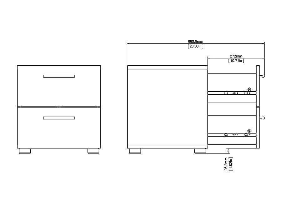 Petra Table de chevet à 2 tiroirs, imitation chêne.