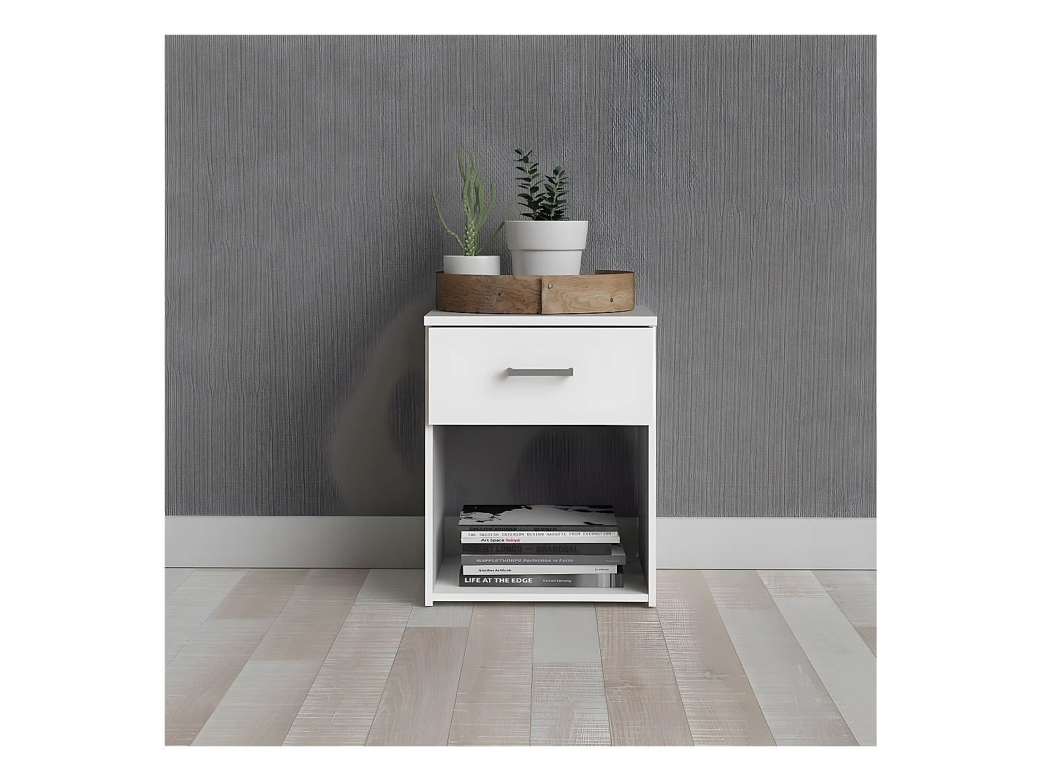 Spell nachtkastje 1 lade en 1 plank wit.