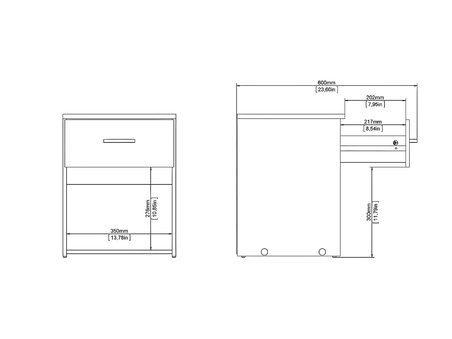 Spell nachtkastje 1 lade en 1 plank wit.