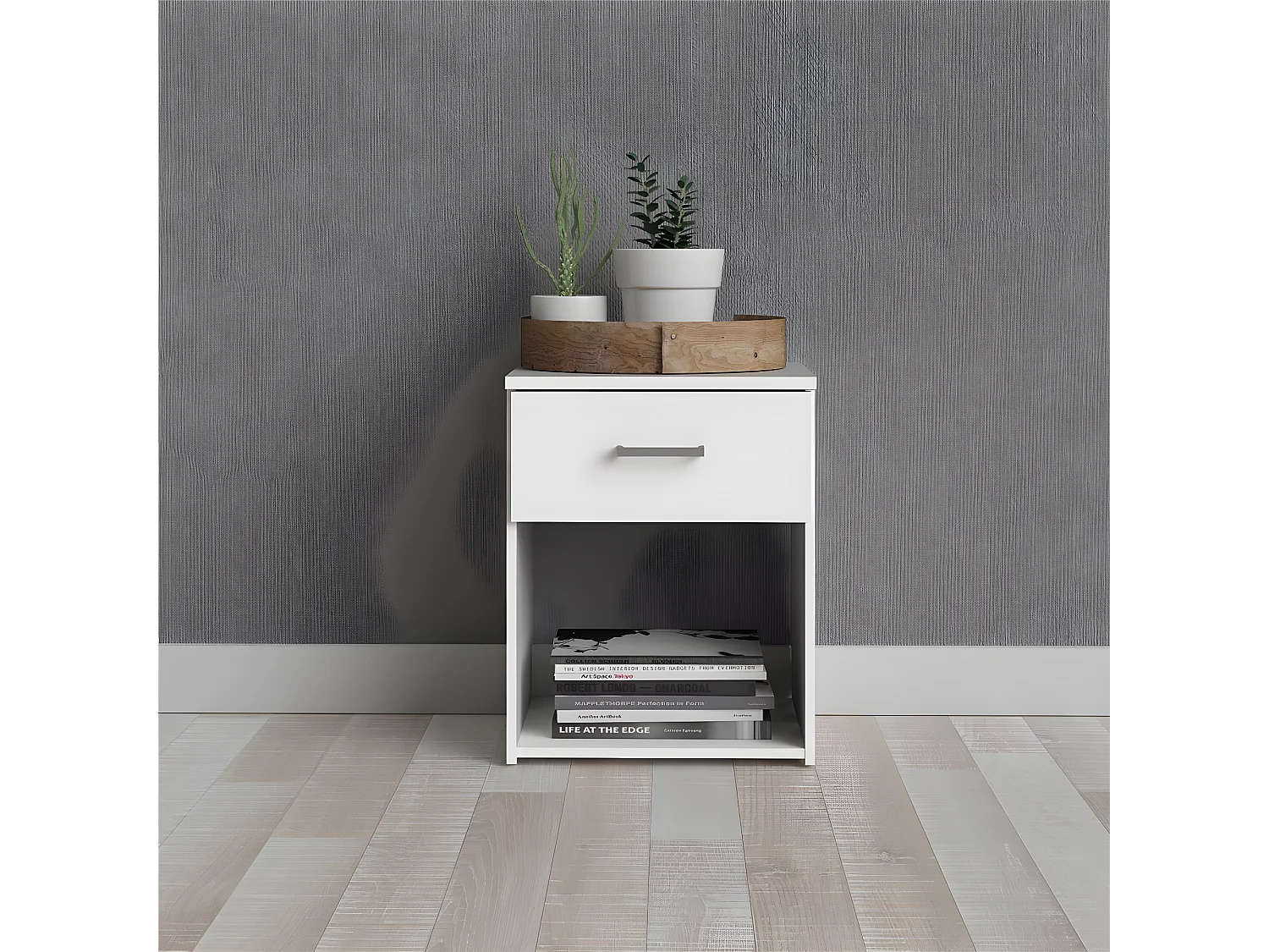 Spell nachtkastje 1 lade en 1 plank wit.