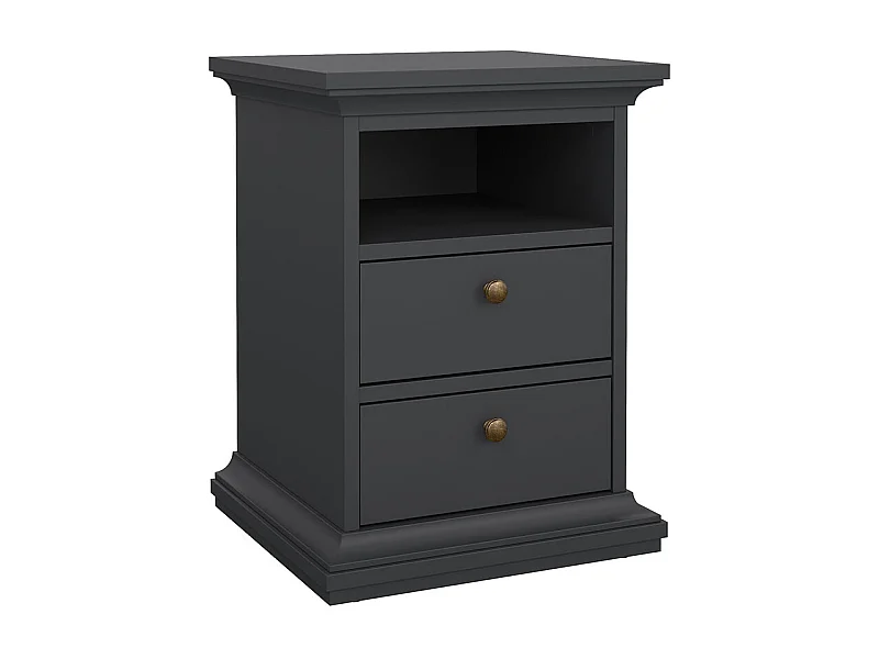 Venedig Nachttisch schmale 2 Schubladen und 1 Raum matt grau.