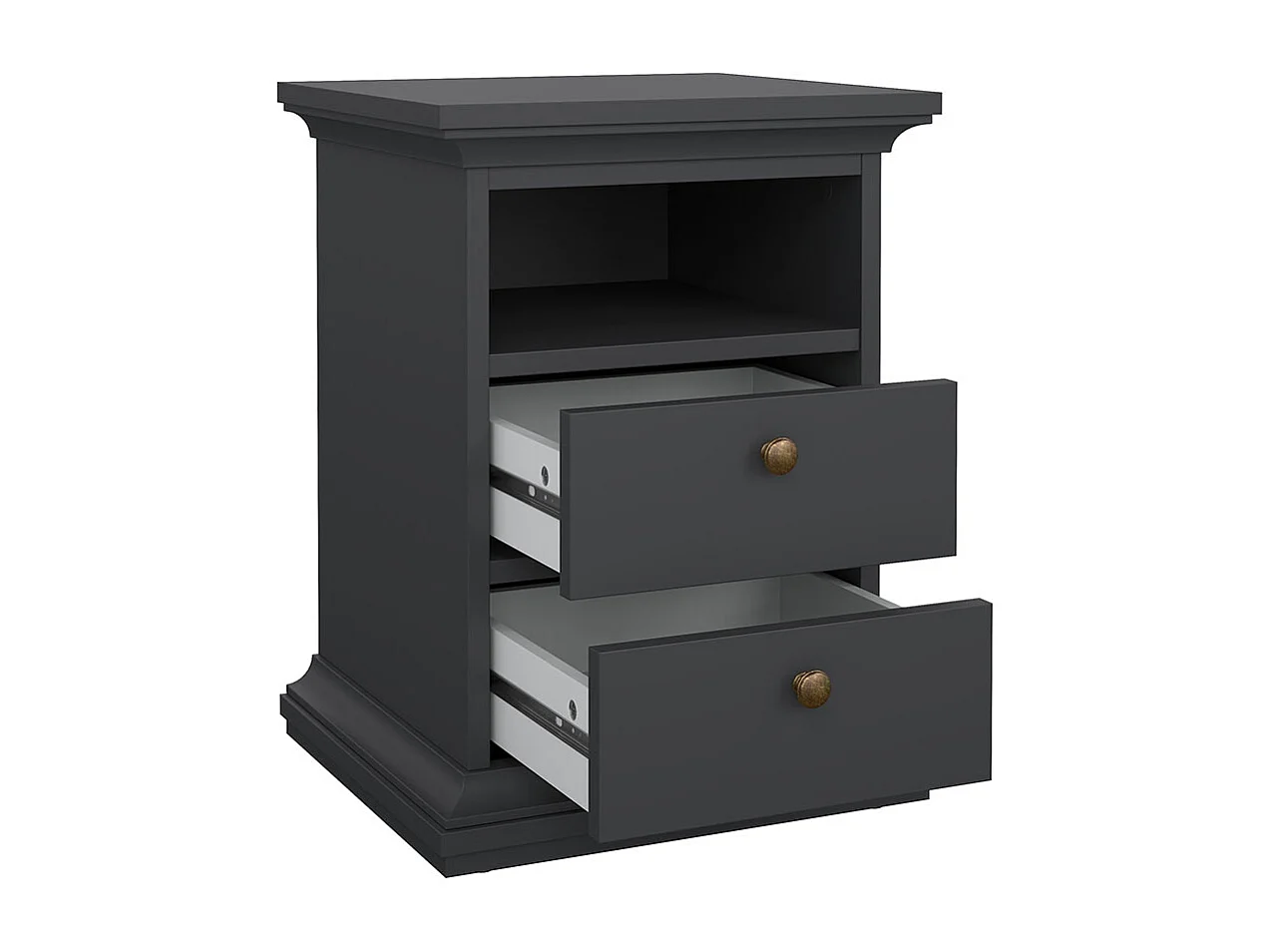 Venedig Nachttisch schmale 2 Schubladen und 1 Raum matt grau.