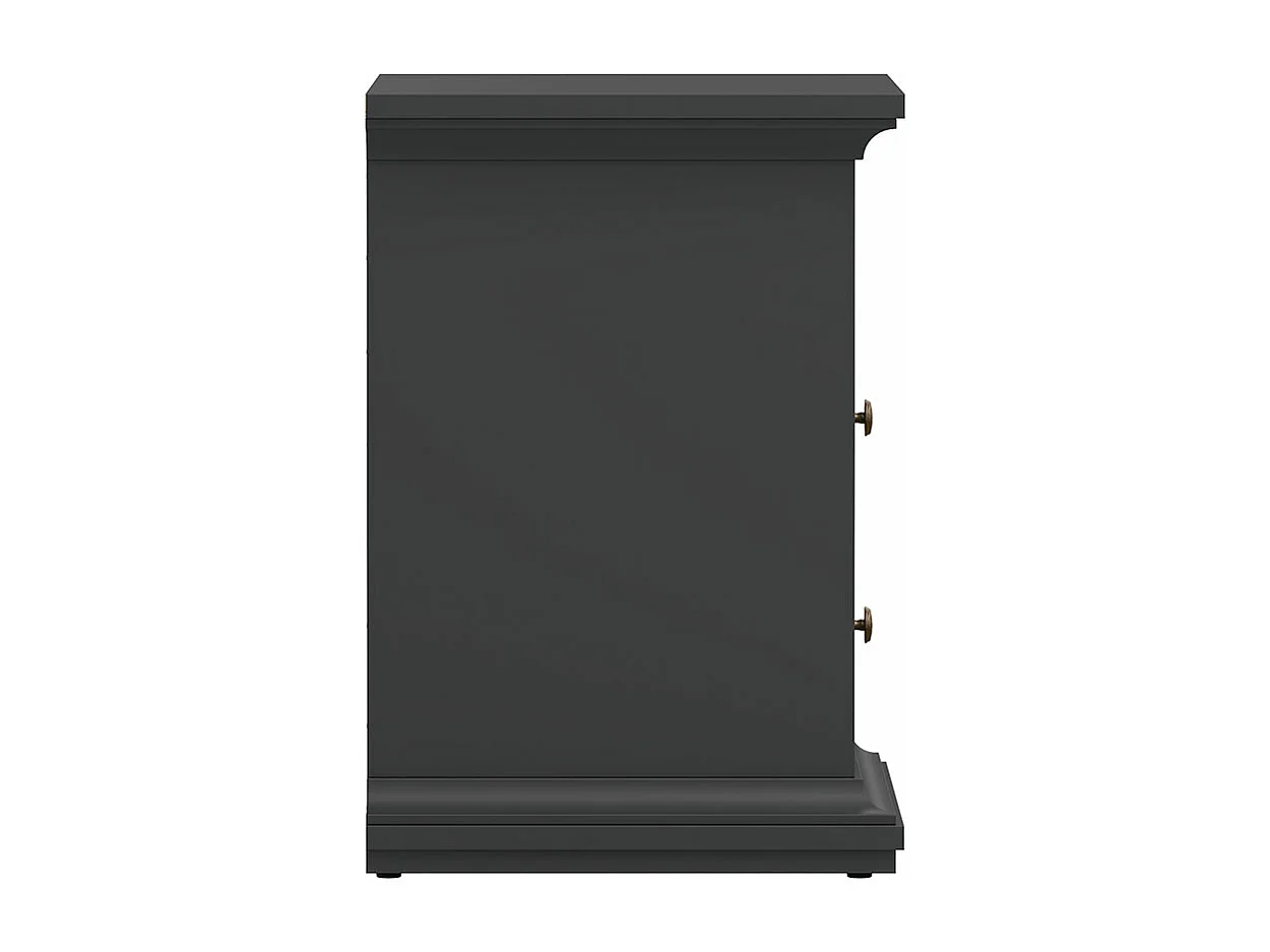 Venedig Table de chevet étroite 2 tiroirs et 1 espace de rangement, gris mat.