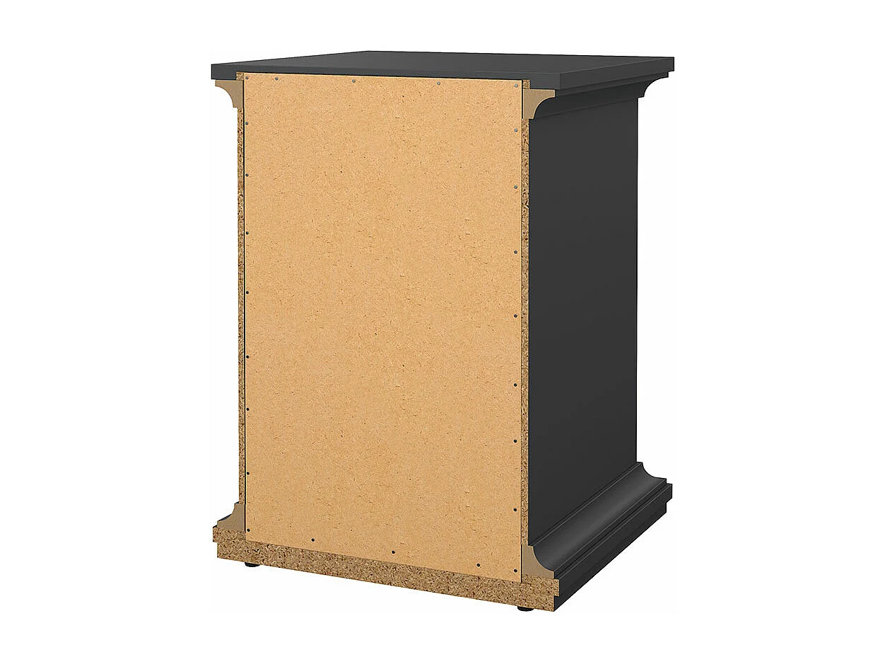 Venedig Table de chevet étroite 2 tiroirs et 1 espace de rangement, gris mat.