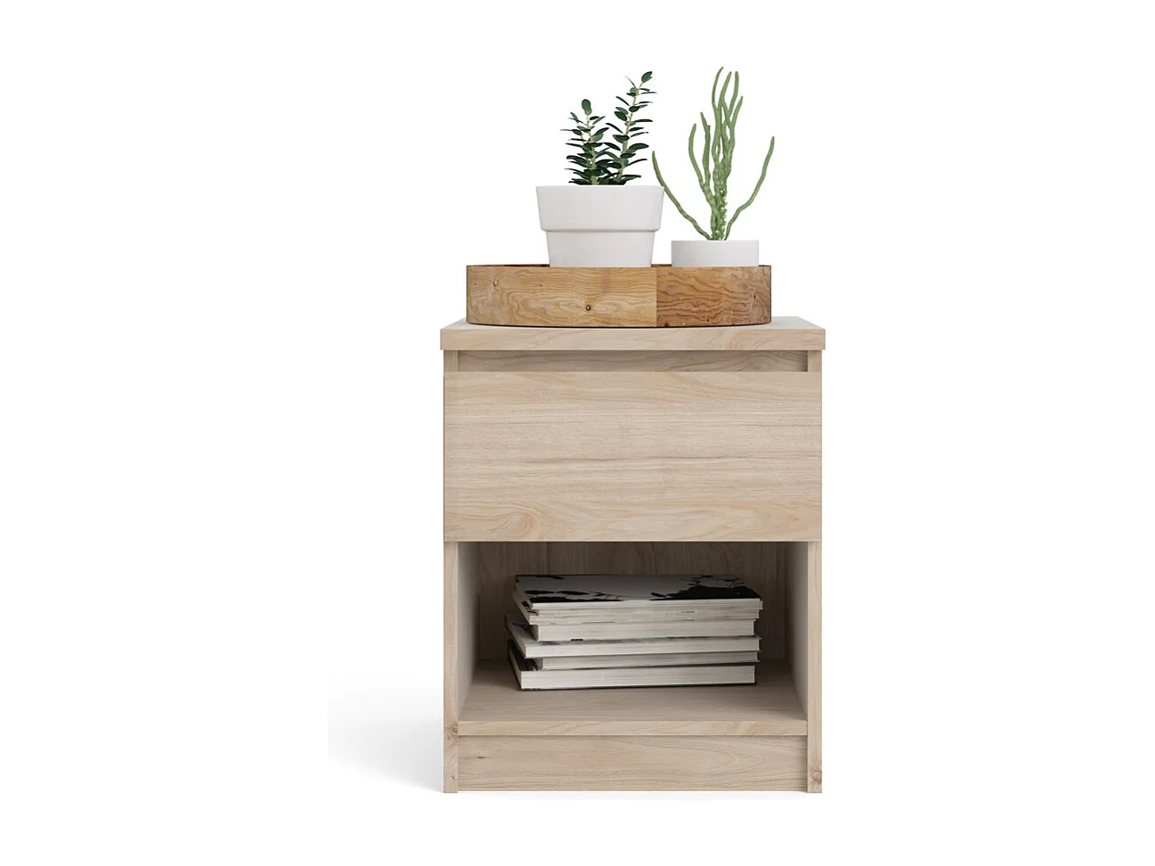 Nada Table de chevet à 1 tiroir, imitation chêne Hickory.