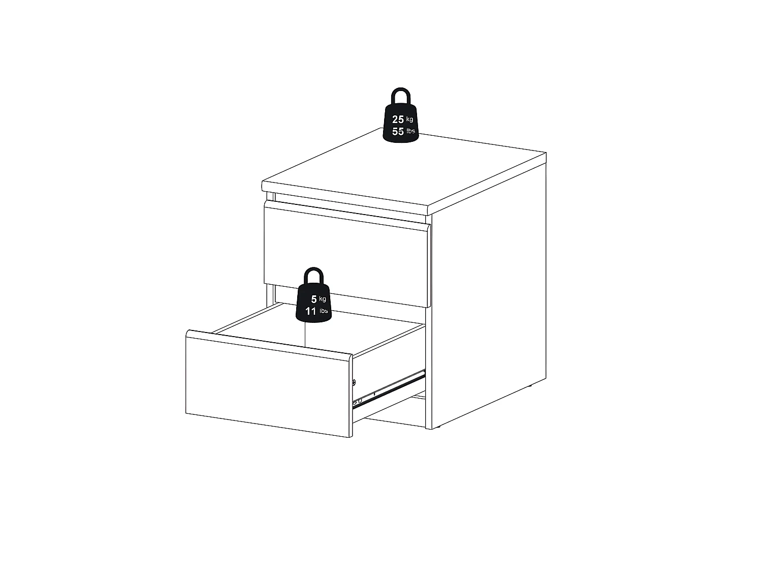 Mesita de noche Nada con 2 cajones negro mate.