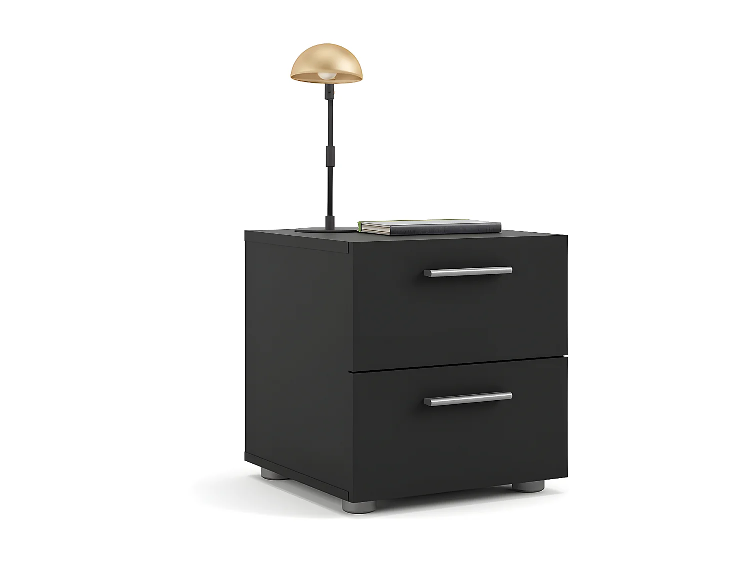 Mesita de noche Petra con 2 cajones negro mate.