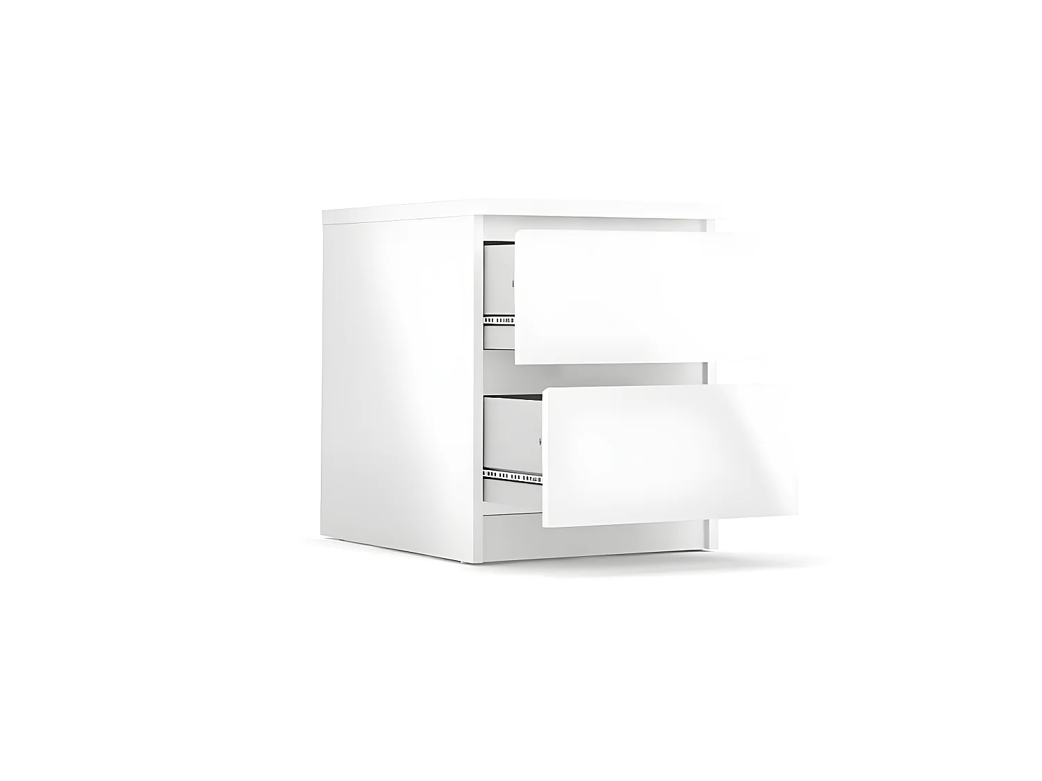 Nada Table de chevet à 2 tiroirs, blanc brillant.