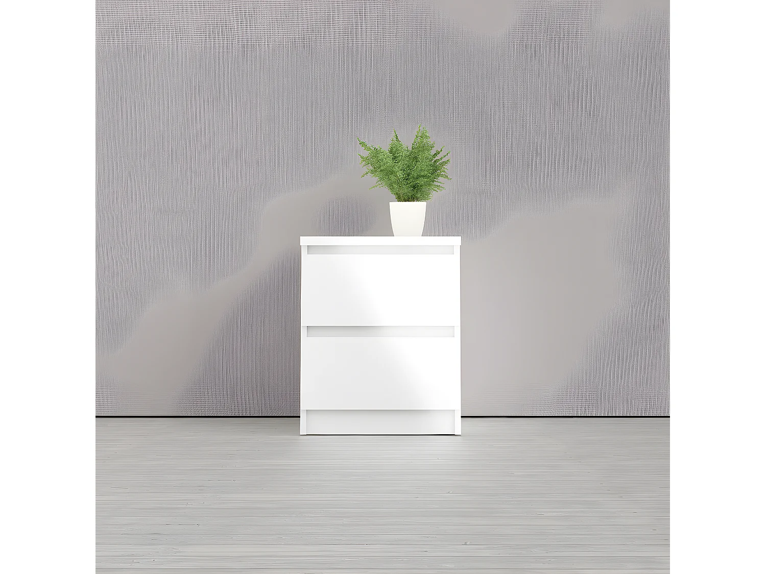 Nada Table de chevet à 2 tiroirs, blanc brillant.