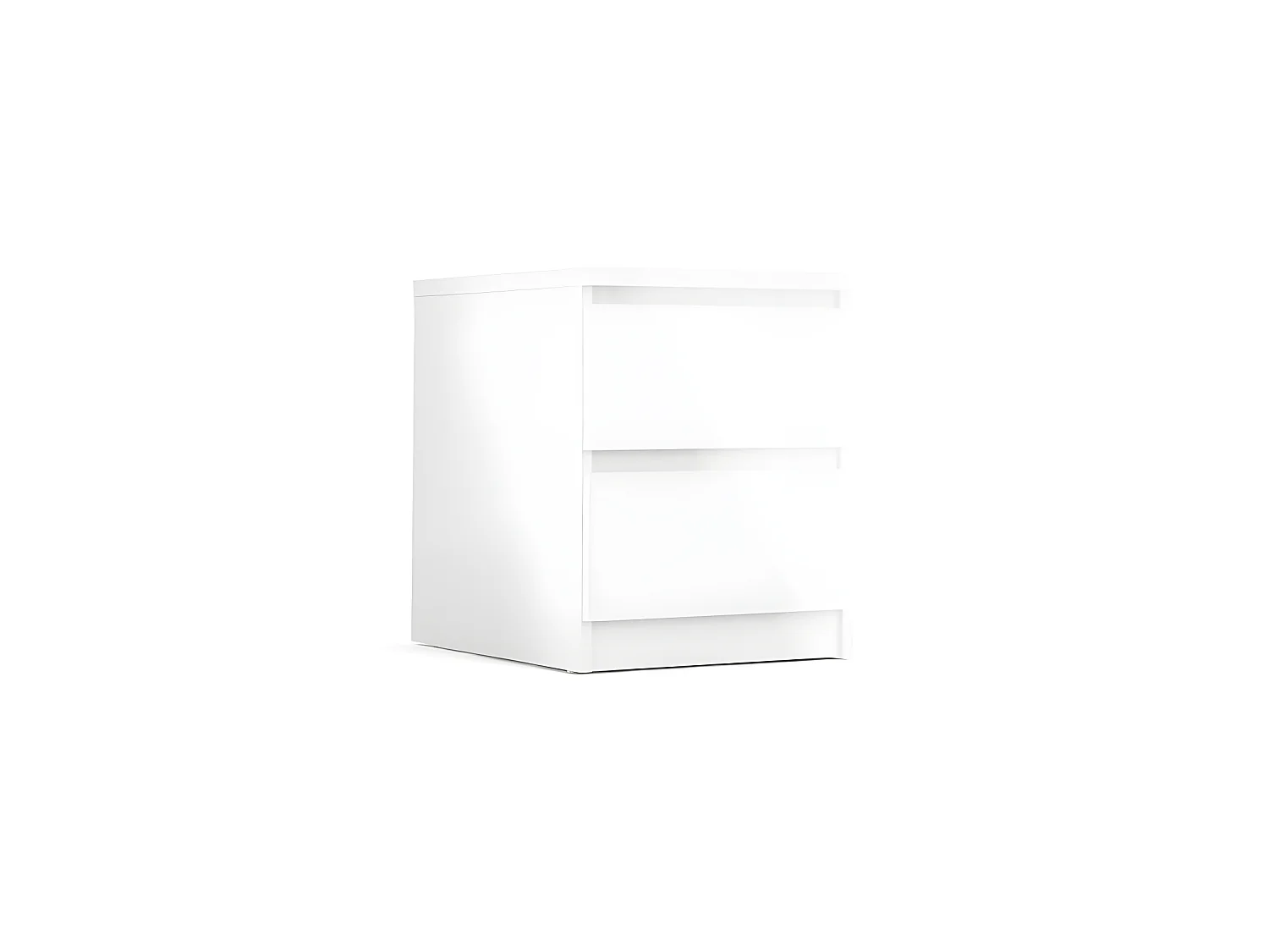 Nada Table de chevet à 2 tiroirs, blanc brillant.