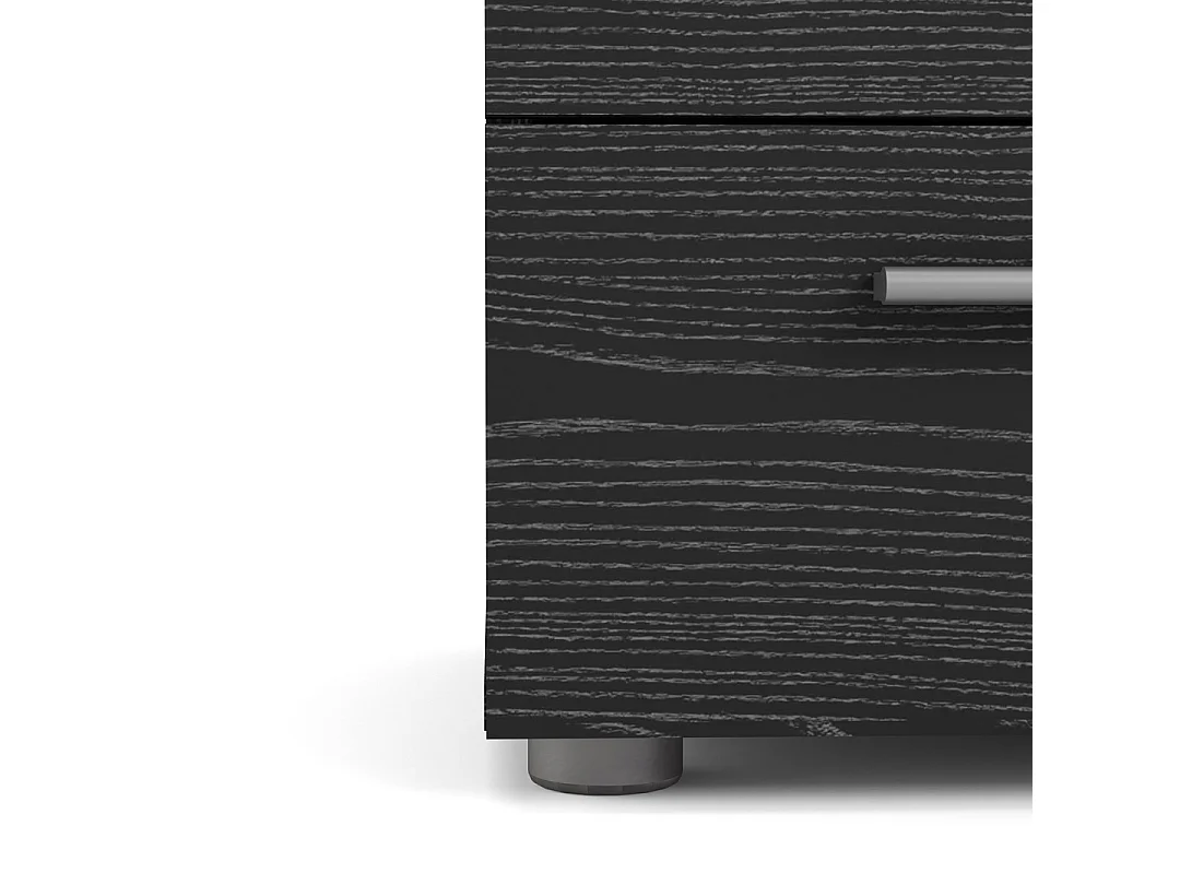 Petra Table de chevet à 2 tiroirs, apect frêne noir.