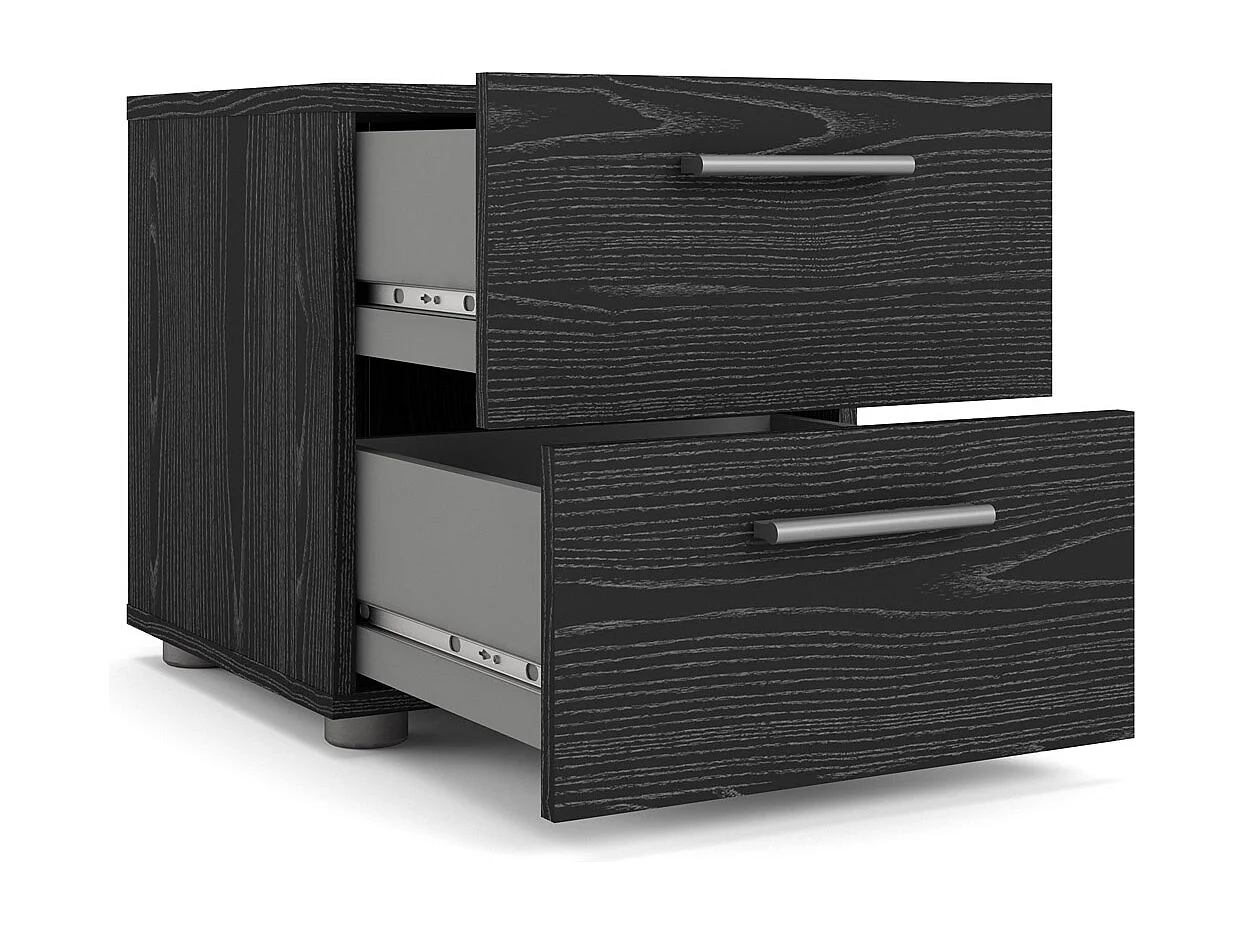 Petra Table de chevet à 2 tiroirs, apect frêne noir.