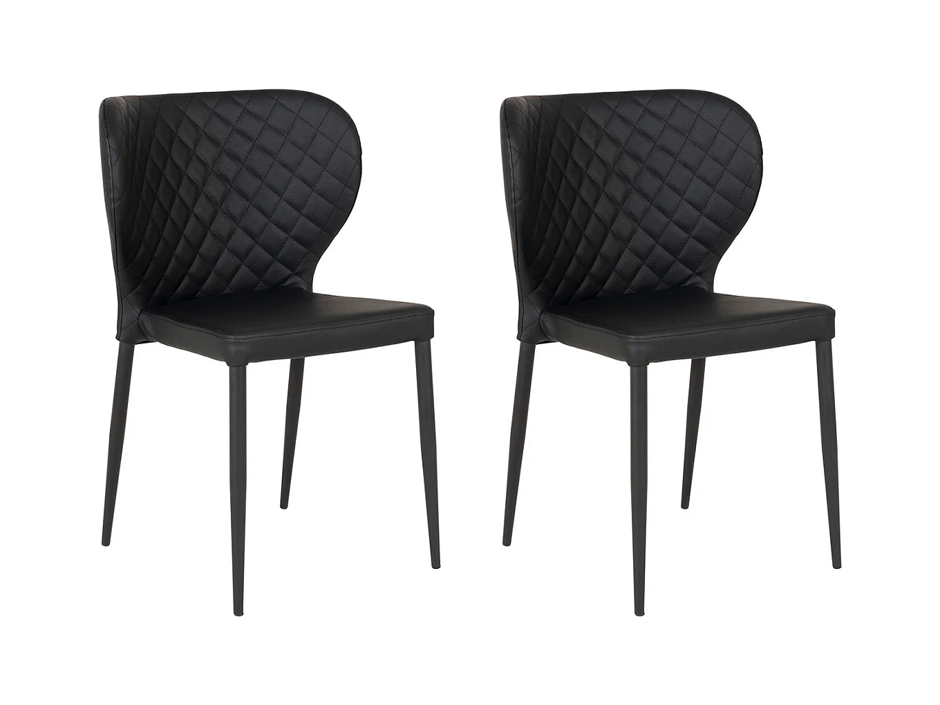 2 chaises de salle à manger en cuir synthétique noir avec pieds noirs