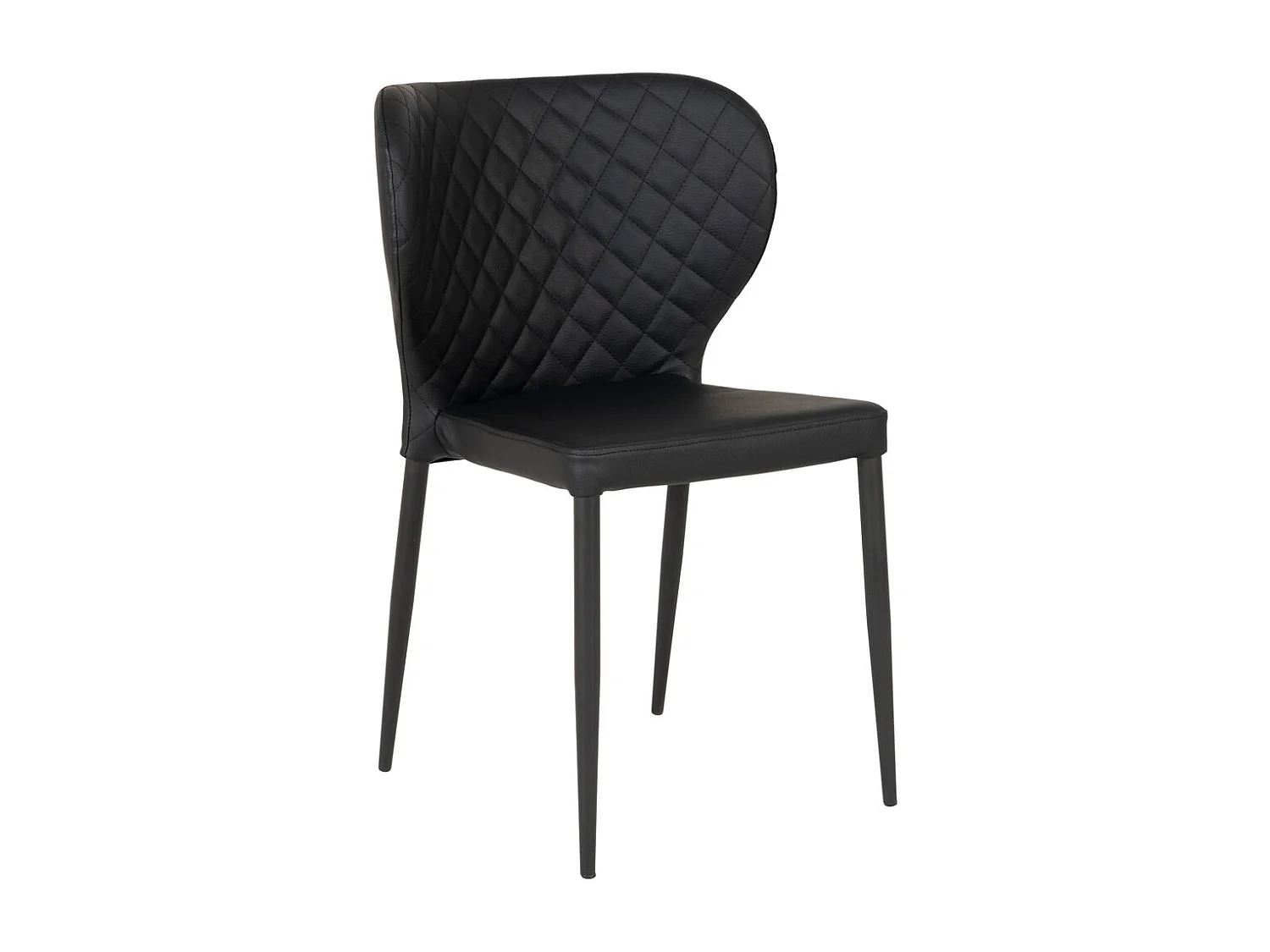 2 chaises de salle à manger en cuir synthétique noir avec pieds noirs