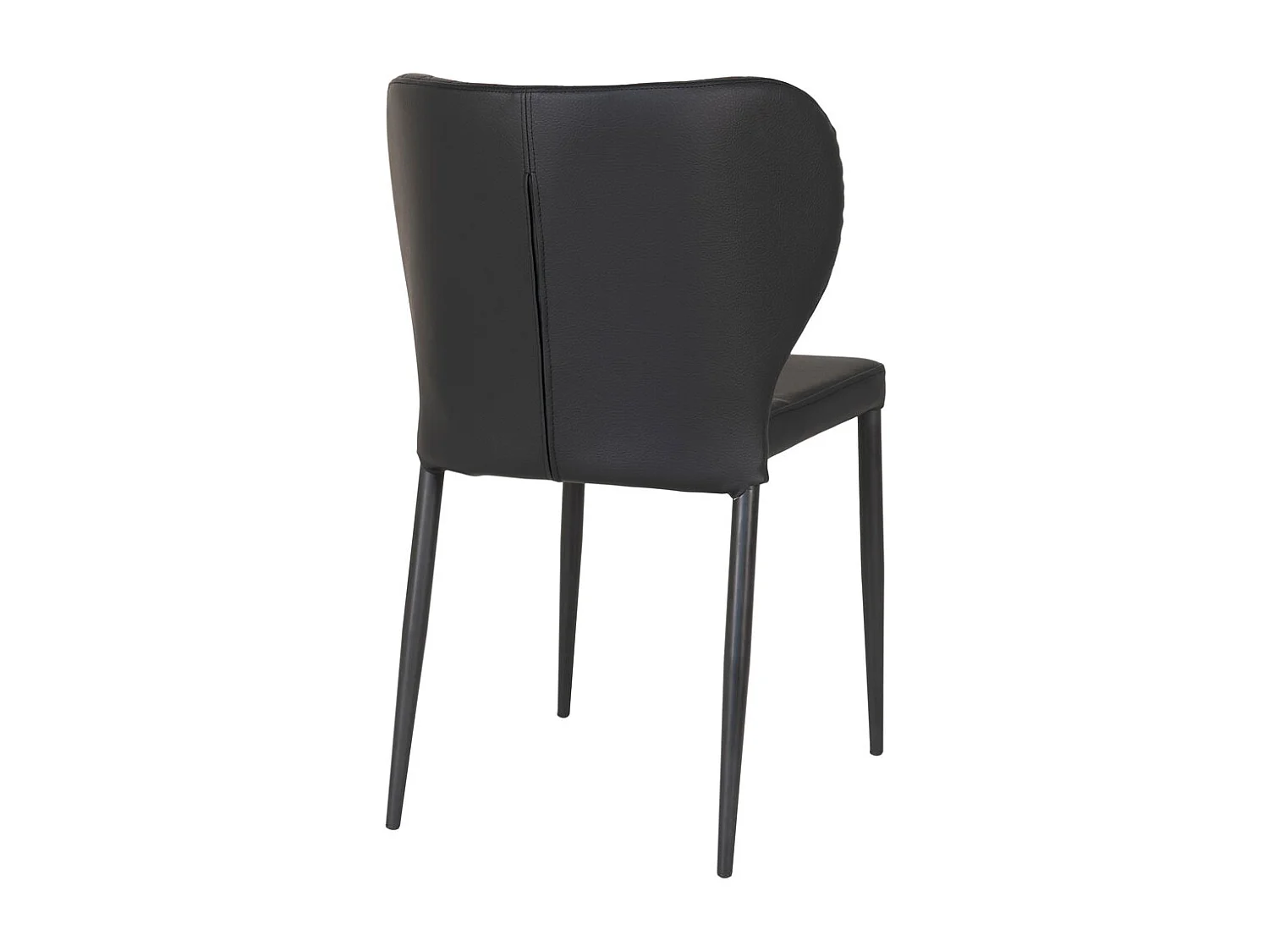 2 chaises de salle à manger en cuir synthétique noir avec pieds noirs