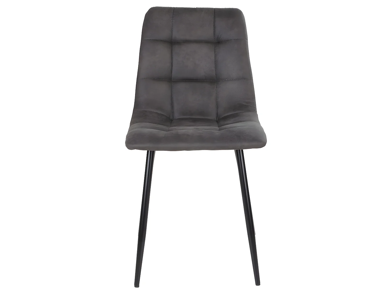 Midde Esszimmerstuhl in dunkelgrau mit schwarzen Beinen.